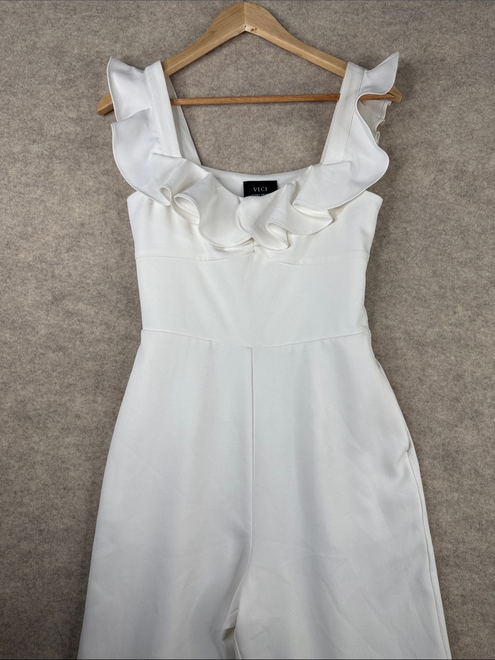 Vici Cream Ruffle Jumpsuit
